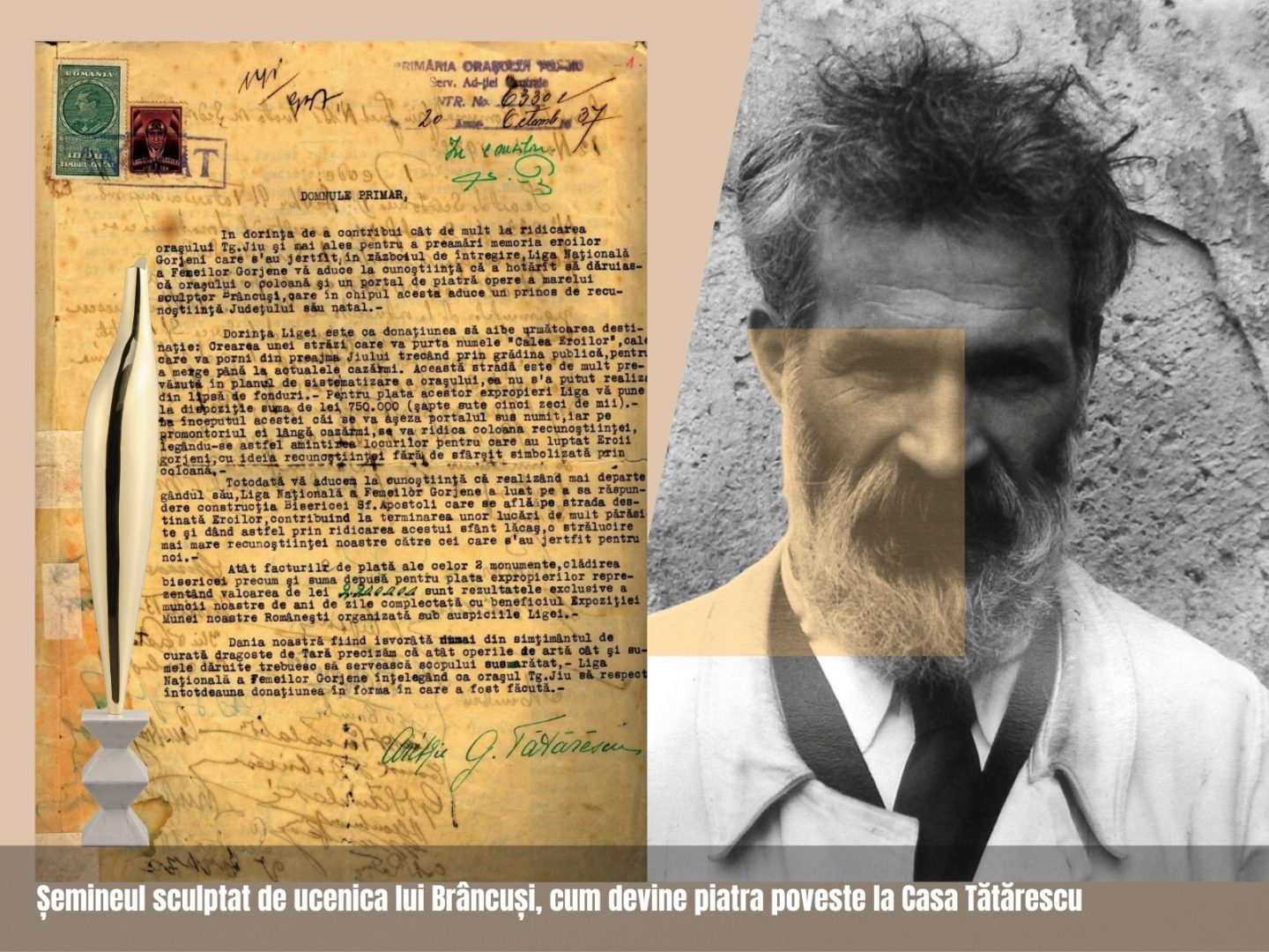 Șemineul sculptat de ucenica lui Brâncuși, cum devine piatra poveste la Casa Tătărescu